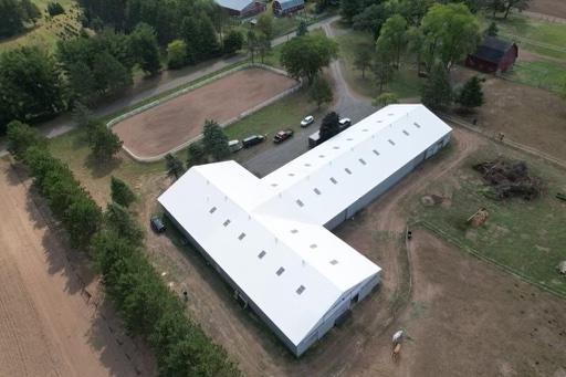 house barn in aerial view